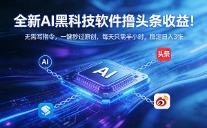 全新AI黑科技软件撸头条收益！无需写指令，一键秒过原创，每天只需半小时，稳定日入3张【揭秘】-云享网创